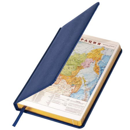 Ежедневник недатированный А5 138х213 мм BRAUBERG "Iguana" под кожу, 160 л, темно-синий, 125091 - Ежедневники с покрытием "под кожу и ткань"