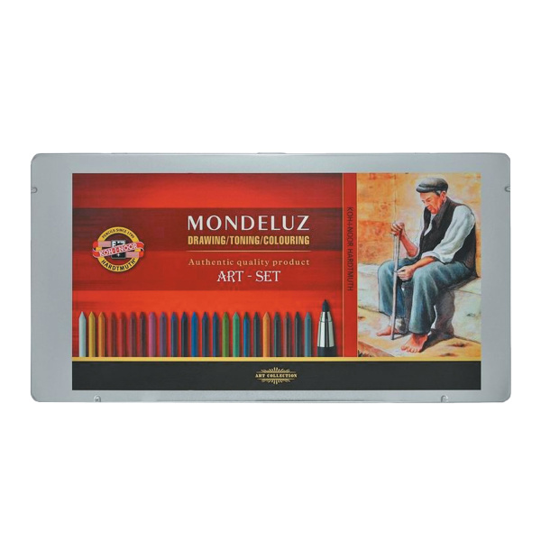 Набор художественный KOH-I-NOOR "Mondeluz", 32 предмета, металлическая коробка, 3796032001PL - Профессиональные наборы для художников