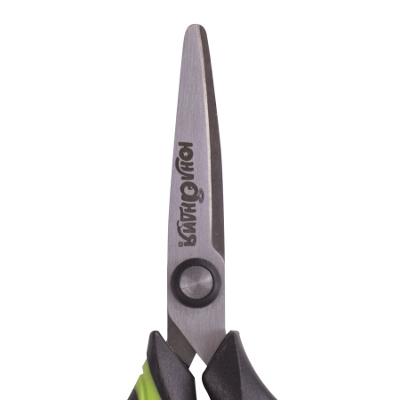 Ножницы ЮНЛАНДИЯ "BASIC", 140 мм, ребристые резиновые вставки, черно-салатовые, европодвес, 236990 - Ножницы детские