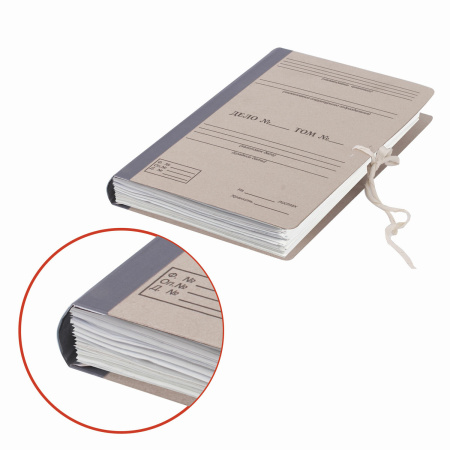 Папка архивная для переплета "Форма 21", 40 мм, с гребешками, БУРАЯ, 4 отверстия, завязки, STAFF, 111054 - Папки архивные для переплета