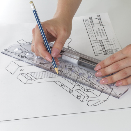 Линейка с роликом (рейсшина) 30 см, BRAUBERG, металлический ролик, коробка с подвесом, 210647 - Доски для черчения и рейсшины