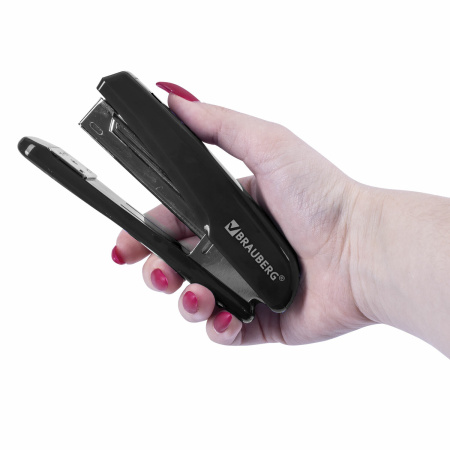 Степлер №24/6, 26/6 BRAUBERG "Classic", до 25 листов, черный, 222546 - Степлеры настольные