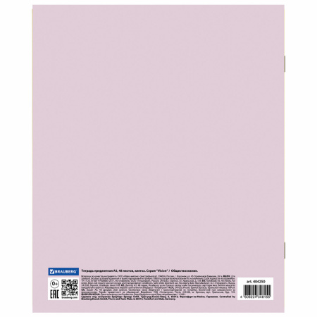 Тетрадь предметная со справочным материалом VISION 48 л., обложка картон, ОБЩЕСТВОЗНАНИЕ, клетка, BRAUBERG, 404250 - Тетради предметные