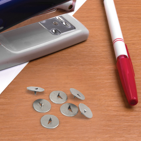 Кнопки канцелярские STAFF "EVERYDAY", 10 мм х 100 шт., РОССИЯ, в картонной коробке, 220998 - Кнопки канцелярские