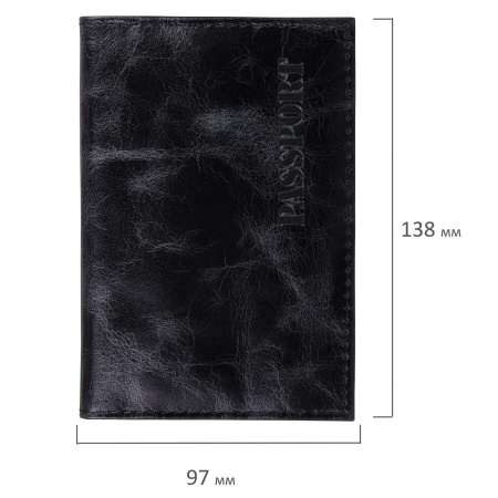 Обложка для паспорта натуральная кожа пулап, "Passport", кожаные карманы, черная, BRAUBERG, 238198 - Обложки для паспорта