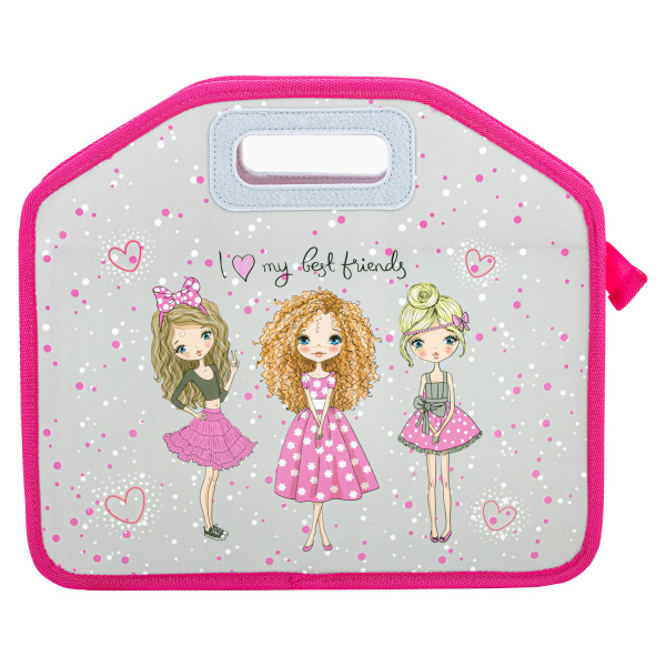 Папка-сумка ЮНЛАНДИЯ, 1 отделение, фетровые ручки, 34х30х11 см, "Girls", 271631 - Папки-сумки с ручками