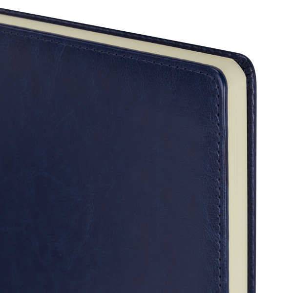 Ежедневник недатированный БОЛЬШОЙ ФОРМАТ (175х247 мм) B5, BRAUBERG "Imperial", под гладкую кожу, 160 л, кремовый блок, темно-синий, 124971 - Ежедневники с покрытием "под кожу и ткань"