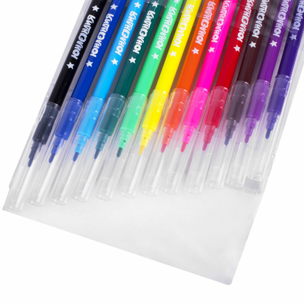 Фломастеры ЮНЛАНДИЯ 12 цветов "КЛАССНЫЕ!", вентилируемый колпачок, ПВХ, 152478 - Фломастеры классические