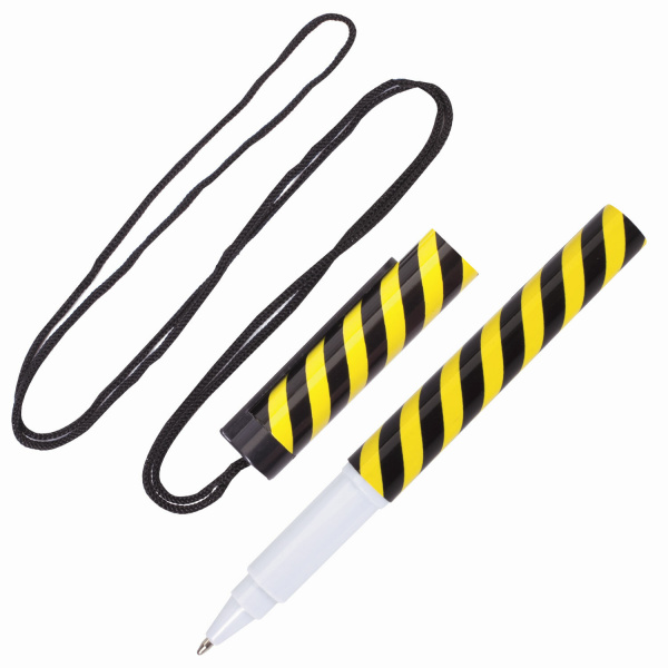 Ручка шариковая на шнурке ПИФАГОР "Funny Motions", СИНЯЯ, корпус ассорти, линия письма 0,35 мм, 141466 - Ручки шариковые неавтоматические