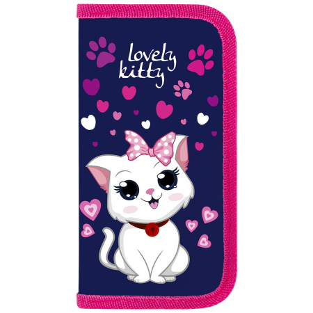 Пенал ПИФАГОР, 2 отделения, ламинированный картон, 19х11 см, "Positive Kitty", 271534 - Пеналы каркасные