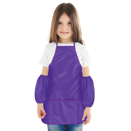 Фартук с нарукавниками для уроков труда ПИФАГОР, 3 кармана, стандарт, 44x55 см, фиолетовый, 228358 - Аксессуары для рисования