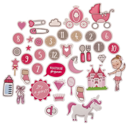 Высечки для скрапбукинга "It's a girl" в наборе 40 шт., размер упаковки 10*14 см