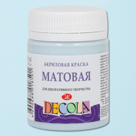 Акриловая краска матовая Светло-голубая 50мл Decola