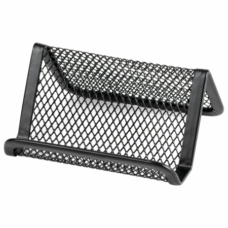 Подставка для визиток настольная BRAUBERG "Germanium", металлическая, 43х95х71 мм, черная, 231942 - Подставки для визиток