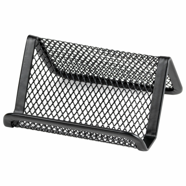 Подставка для визиток настольная BRAUBERG "Germanium", металлическая, 43х95х71 мм, черная, 231942 - Подставки для визиток