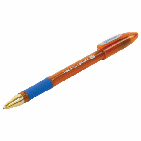 Ручка шариковая масляная с грипом BRAUBERG Model-XL ORANGE, СИНЯЯ, узел 0,7 мм, линия 0,35 мм, 143246 - Ручки шариковые неавтоматические