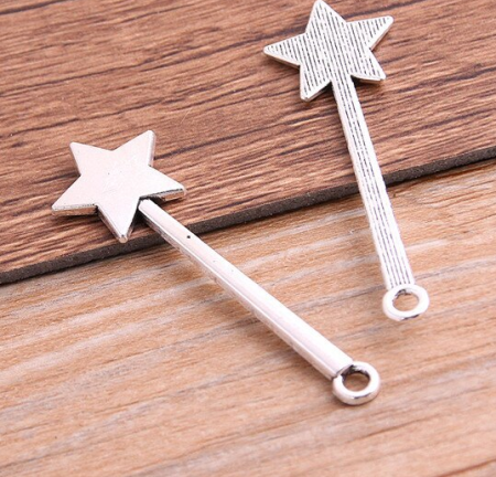 Металлическая подвеска "Волшебная палочка" серебро, размер 15*47 мм, 5 шт