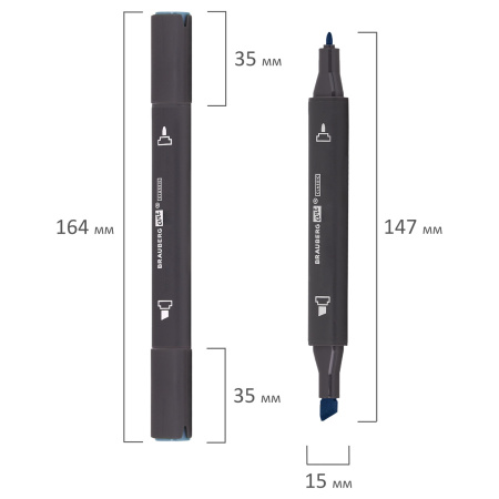 Маркер для скетчинга двусторонний 1 мм - 6 мм BRAUBERG ART CLASSIC, СВЕТЛАЯ МОРСКАЯ ВОЛНА (B222), 151840 - Скетчмаркеры поштучно