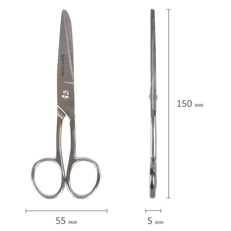 Ножницы цельнометаллические BRAUBERG "Professional", 150 мм, классической формы, 237101 - Ножницы универсальные