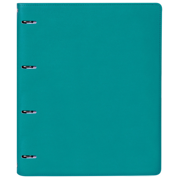 Тетрадь на кольцах БОЛЬШАЯ А4 (240х310 мм), 120 листов, под кожу, клетка, BRAUBERG "Joy", бирюзовый/серо-голубой, 404507 - Тетради на кольцах и сменные блоки к ним