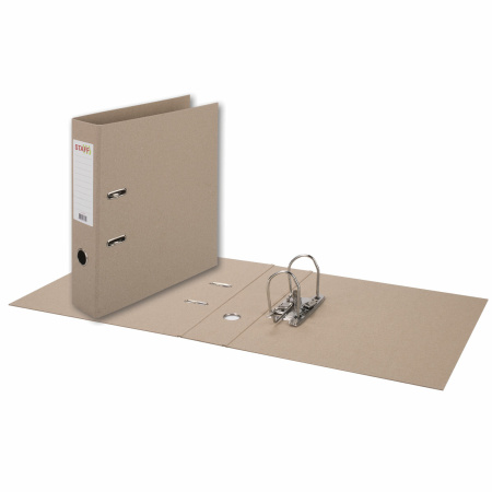 Папка-регистратор STAFF "Basic" картонная, без покрытия и уголка, 75 мм, 225943 - Папки-регистраторы с арочным механизмом