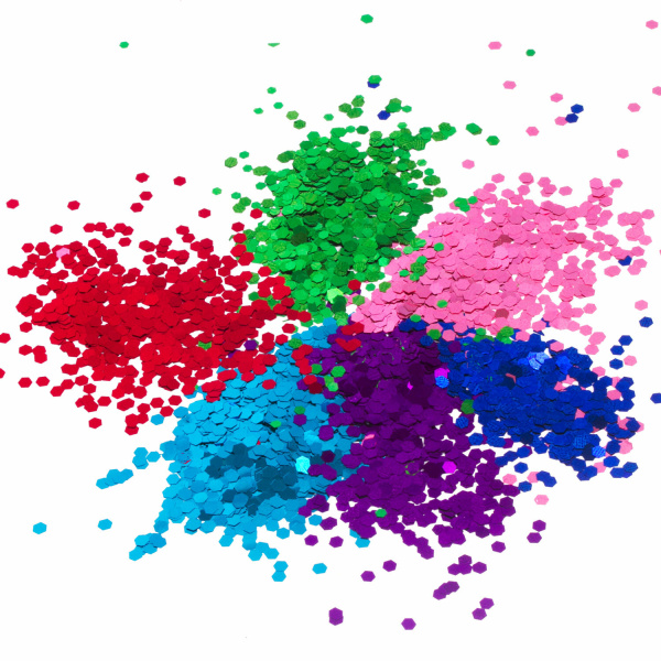 Блестки для декора ОСТРОВ СОКРОВИЩ, крупные, шестигранные, диспенсер с дозатором, 6 цветов по 9 г, 662227 - Блестки для декора