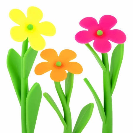 Ручка фигурная шариковая ЮНЛАНДИЯ "Цветочек", мягкий силиконовый корпус, ассорти, СИНЯЯ, пишущий узел 0,7 мм, 143779 - Ручки фигурные