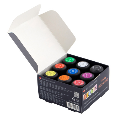 Набор акриловых красок по ткани "Decola" 9 цв 20 мл неоновые цвета - Краски по ткани в наборах