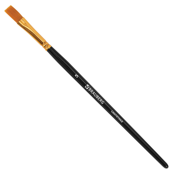 Кисти синтетика BRAUBERG, НАБОР 10 шт., черные (Круглые; Овальные; Плоские; Лайнеры), 201028 - Кисти для рисования