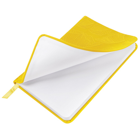 Еженедельник датированный 2024 МАЛЫЙ ФОРМАТ 95х15 5мм А6, BRAUBERG "Foliage", под кожу, желтый, 115055 - Еженедельники