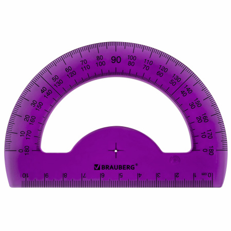 Транспортир 10 см BRAUBERG "FRUITY", 180 градусов, пластик, тонированный, ассорти, 210768 - Транспортиры