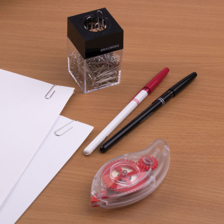 Скрепочница магнитная BRAUBERG со 100 никелированными скрепками 28 мм, прозрачный корпус, 228400 - Диспенсеры для скрепок