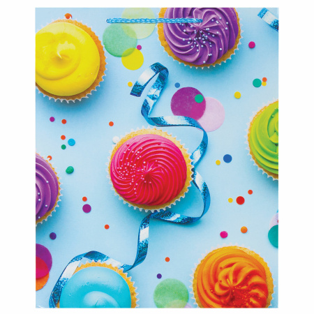 Пакеты подарочные 26x12,7x32,4 см, ЗОЛОТАЯ СКАЗКА "Кексики", ламинированные, 10 штук - Подарочные пакеты