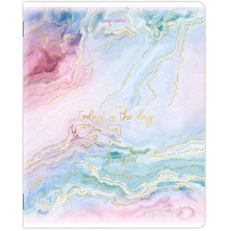 Тетради КОМПЛЕКТ 5 шт. А5, 48 л., BRAUBERG скоба, клетка, SoftTouch, фольга, "Marble", 404398 - Тетради 40-48 листов