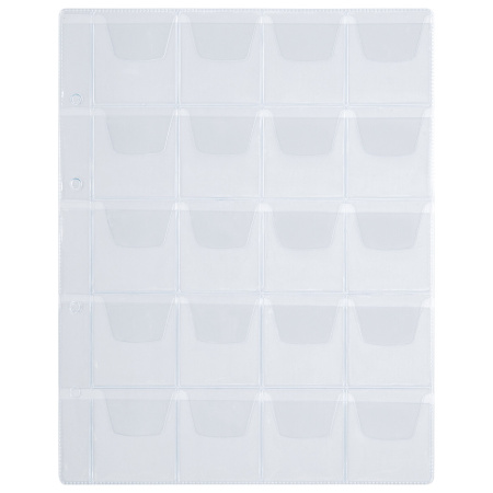 Листы-вкладыши для альбома "OPTIMA" на 20 монет d до 40 мм, КОМПЛЕКТ 10 шт., 200х250 мм, ПВХ, STAFF, 238083