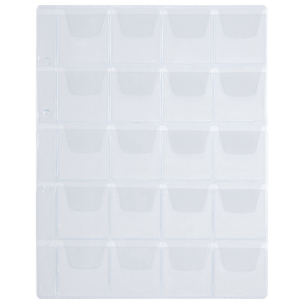 Листы-вкладыши для альбома "OPTIMA" на 20 монет d до 40 мм, КОМПЛЕКТ 10 шт., 200х250 мм, ПВХ, STAFF, 238083