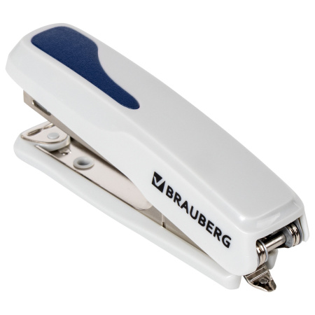 Степлер №10 BRAUBERG "Extra", до 20 листов, антистеплер, серо-синий, 229081 - Степлеры настольные