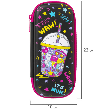 Пенал BRAUBERG, 1 отделение, 1 откидная планка, EVA, 22х10х5 см, "Pop style", 271552 - Пеналы каркасные