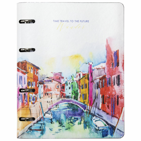 Тетрадь на кольцах А5 (180х220 мм), 80 листов, под кожу, клетка, BRAUBERG VISTA, Travel, 112136 - Тетради на кольцах и сменные блоки к ним