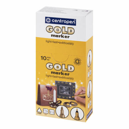 Маркер для декорирования ЗОЛОТОЙ CENTROPEN, круглый наконечник, 1 мм, 2670, 6 2670 0195 - Маркеры для хобби