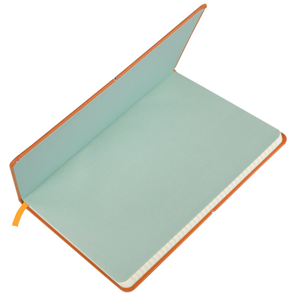 Блокнот А5 (148x218 мм), BRAUBERG "Metropolis X", под кожу, 80 л., резинка, клетка, оранжевый, 111032 - Бизнес-блокноты и бизнес-тетради