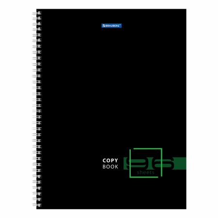 Тетрадь А4, 96 л., BRAUBERG, гребень, клетка, глянцевый лак, "Dark", 404060 - Тетради формата А4