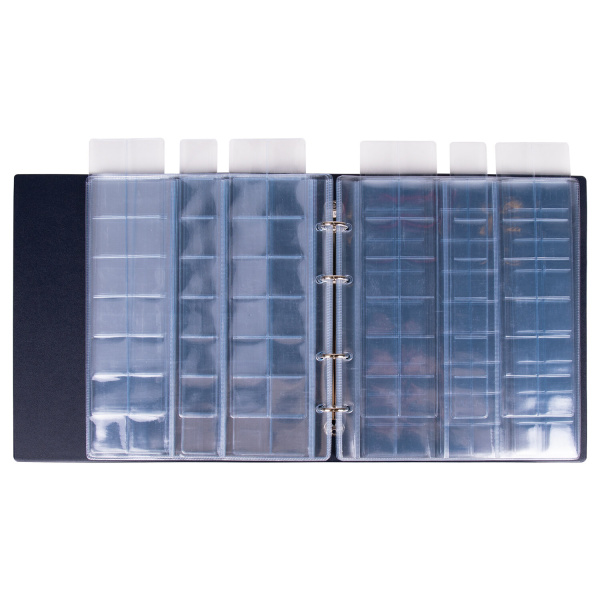 Альбом нумизмата для 380 монет (диаметр до 38 мм) и купюр, 253х238 мм, синий, ОСТРОВ СОКРОВИЩ, 237960 - Альбомы для монет и купюр