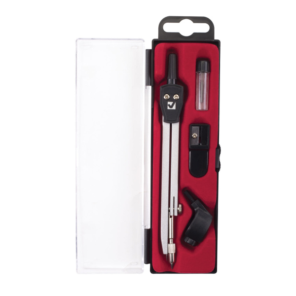 Готовальня BRAUBERG "Architect", 4 предмета: циркуль 135 мм, держатель для карандашей, точилка, грифель, 210657 - Циркули и готовальни