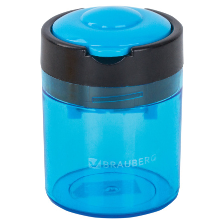 Точилка BRAUBERG "Office Round", 2 отверстия для чернографитных карандашей (в том числе утолщенных), с контейнером, ассорти, 228446 - Точилки ручные