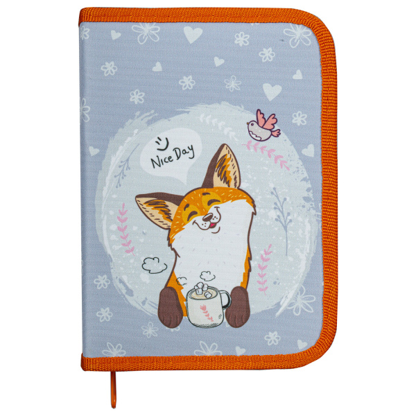 Пенал ПИФАГОР, 1 отделения, 2 откидные планки, полиэстер, 20х14 см, "Cute fox", 271018 - Пеналы каркасные