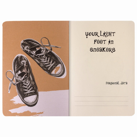 Тетрадь 40 л. в клетку обложка КРАФТ, бежевая бумага 70 г/м2, сшивка, А5 (147х210 мм), SNEAKERS, BRAUBERG, 403759 - Тетради 40-48 листов