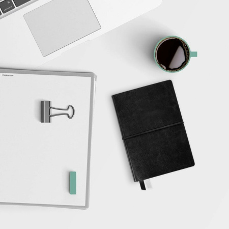 Блокнот МАЛЫЙ ФОРМАТ (100х150 мм) А6, BRAUBERG "Black Jack", 128 л., гладкий кожзам, резинка, клетка, черный, 125243 - Бизнес-блокноты и бизнес-тетради