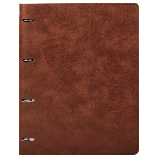 Тетрадь на кольцах БОЛЬШАЯ А4 (240х310 мм), 120 листов, под кожу, клетка, BRAUBERG "Main", коричневый, 404511 - Тетради на кольцах и сменные блоки к ним