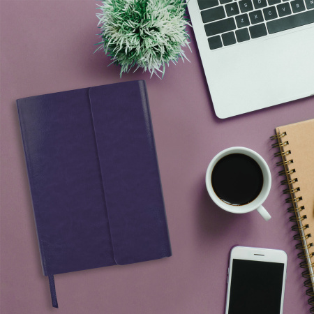 Ежедневник с магнитным клапаном недатированный, под кожу, А5, фиолетовый, BRAUBERG "Magnetic X", 113282 - Ежедневники с покрытием "под кожу и ткань"